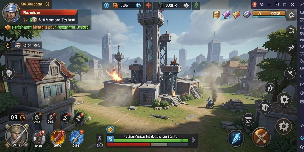 Tampilan gameplay menara pertahanan yang intens dan penuh aksi di 8ID.