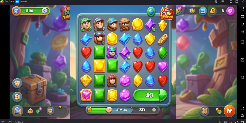 Gameplay seru ATM138 dengan desain level Match-3 yang berwarna-warni.