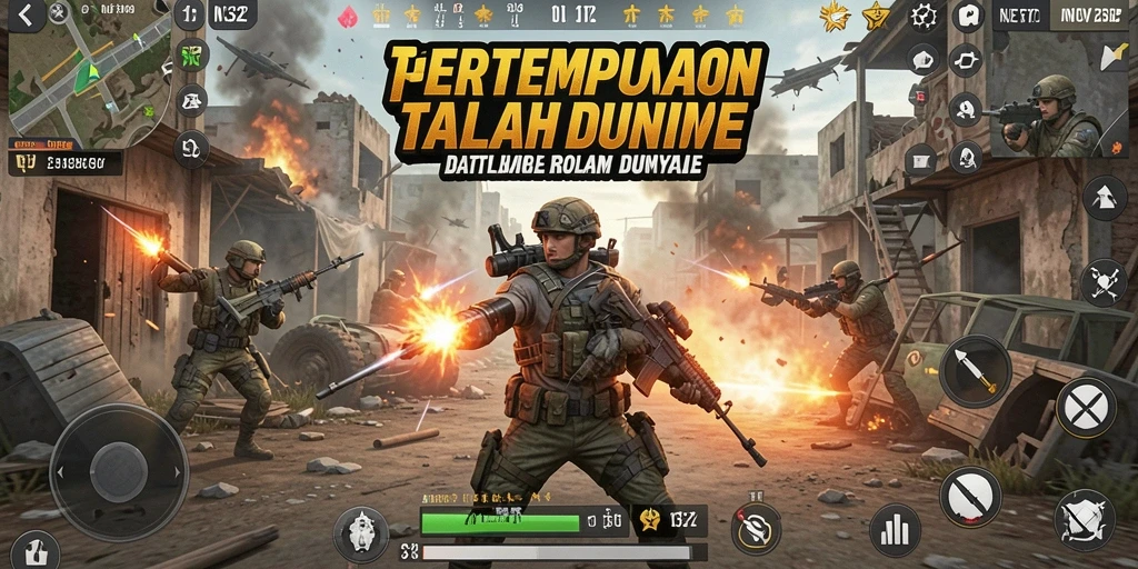 Tangkapan layar gameplay N32 yang mengasyikkan di medan perang Battle Royale.