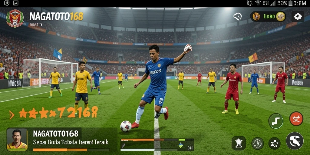 Screenshot permainan NAGATOTO168 menunjukkan pertandingan sepak bola yang mendebarkan.